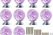 Clear Crystal Glass Drawer Knobs, Cabinet Knobs with Bubbles, 1.18inch Diameter, 10-Pack (AVAILABLE IN PURPLE AND BLUE)
