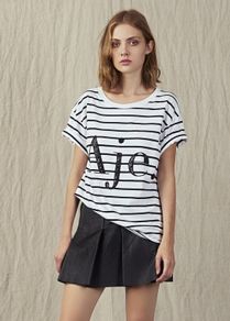 Aje Designer Sequin Striped T-Shirt