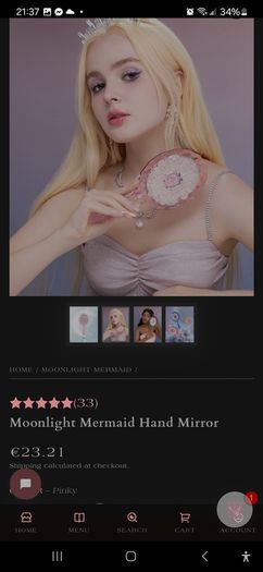 Flower Knows Moonloght Mermaid Handheld Mirror in Pink