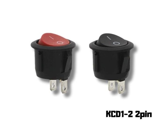 Round Rocker ON/OFF Switch KCD1-2  Available in Red or Black.