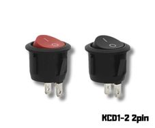 Round Rocker ON/OFF Switch KCD1-2  Available in Red or Black.