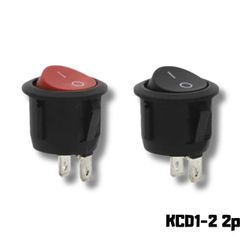 Round Rocker ON/OFF Switch KCD1-2  Available in Red or Black.
