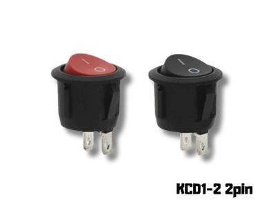 Round Rocker ON/OFF Switch KCD1-2  Available in Red or Black.