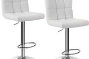 _Set of 2 bar stools with backrest and robust, white, 38 x 44.5, x 115 cm