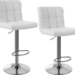 _Set of 2 bar stools with backrest and robust, white, 38 x 44.5, x 115 cm