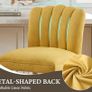 Set of 2 Wooden Bar Stools - Padded Linen Seat - Backrest & Footrest - Yellow Image 3