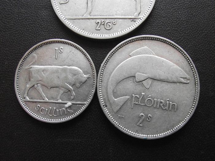 1940 Irish Republic. Set of 3 Silver Coins: Half Crown&Florin&Shilling