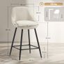 Set of 2 Corduroy Velvet Bar Stools with Curved Backrest and Footrest Cream Image 2