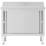 Work Table with Sliding Doors 100x50x95 cm Stainless Steel Image 5