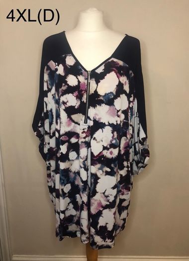Nina Leonard navy/floral blouse (4XL)