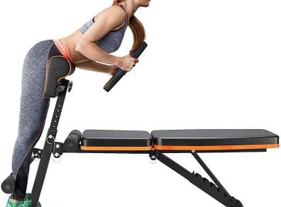 _Weight Bench Adjustable, All-in-One Durable Gym Bench for Full Body Workout, Weight Up to 350kg, Foldable Exercise Bench with 7 Back Positions, 7 Heights, Two Exercise Band, Upgrade Version