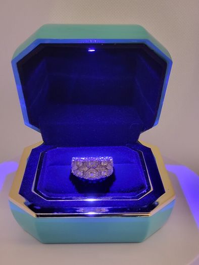 Luxurious Polished LED Lighted Solid Ring Box With Anti-Tarnish Protection (Size - 7x7x6 cm)