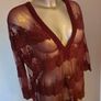 Next burgundy V-neck lace embroidered top size UK14 EU42 Perfect condition Postage included Image 3