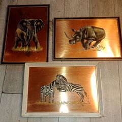 3 oil paintings on copper in frame,price for all