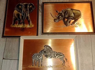 3 oil paintings on copper in frame,price for all