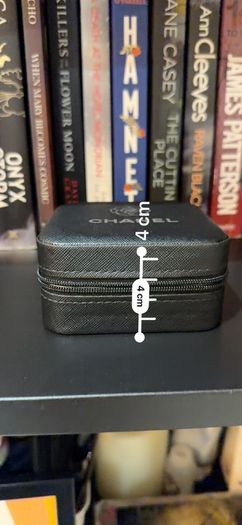 Chanel-inspired earrings presented in an elegant Chanel-style jewellery box