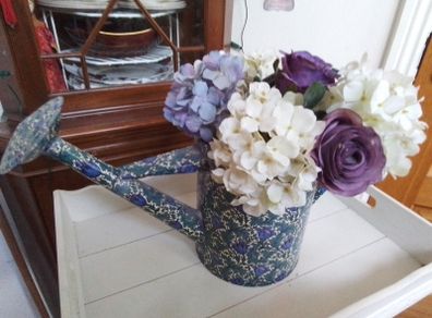 Decorative Watering Can with Faux Flowers