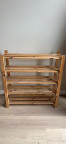 Wooden shoe shelf