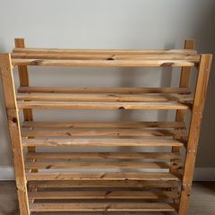 Wooden shoe shelf