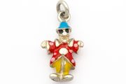 Vintage Enamel Clown 925 Sterling Silver Charm