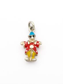 Vintage Enamel Clown 925 Sterling Silver Charm