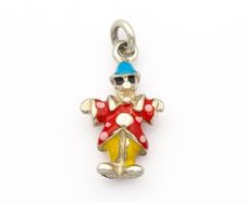 Vintage Enamel Clown 925 Sterling Silver Charm