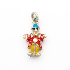 Vintage Enamel Clown 925 Sterling Silver Charm