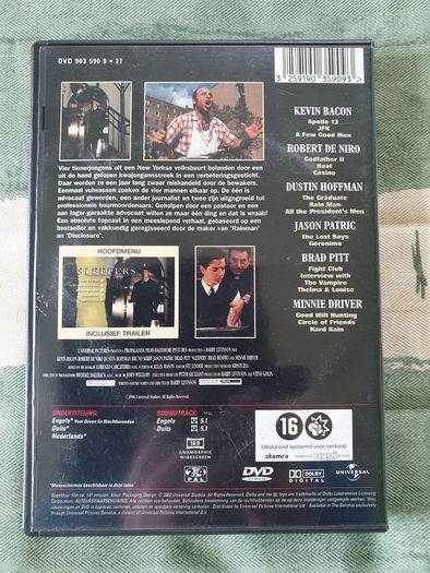Sleepers 1996 DVD Barry Levinson Kevin Bacon Jason Patric Brad Pitt