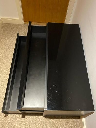 Solid Wood Black Metalic TV Unit with Storage