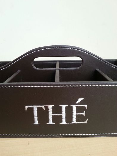 Brown leather french tea organiser