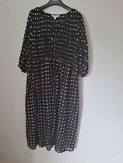 Marks & Spencer Printed Tie Front Midaxi Shirred Dress size UK 18
