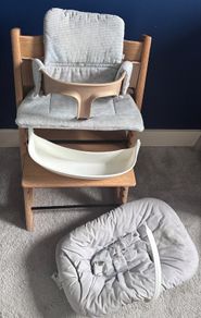 Complete Stokke Tripp Trapp Bundle - Includes Newborn Set, Baby Set, Storage & Cushion