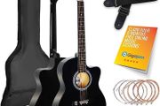 Size 4/4 Cutaway Acoustic Guitar Pack Bundle for Beginners - 6 Months FREE Lessons, Bag, Strap, Picks and Spare Strings (FREE SHIPPING)