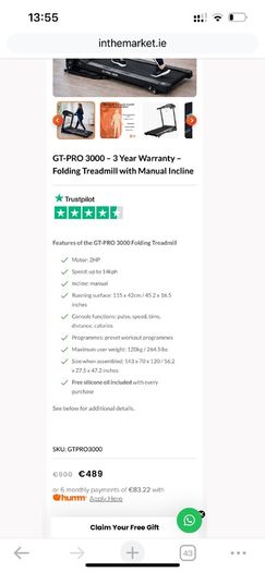 Treadmill GT  PRO 3000