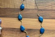 Atara 925 Necklace Signed Pear Shape Blue Lapis Lazuli Beads Vintage