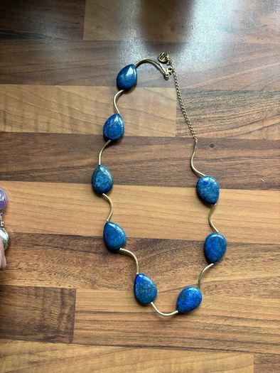 Atara 925 Necklace Signed Pear Shape Blue Lapis Lazuli Beads Vintage