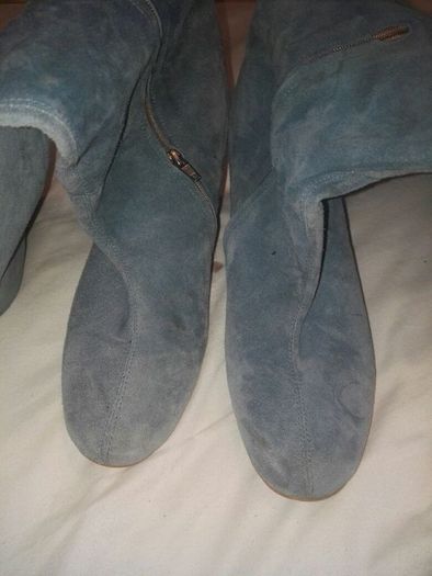 Blue suede boots