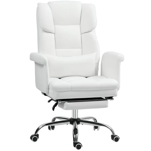 Ergonomic Office Chair, height-adjustable 48-56 cm, reclining backrest, footrest, White