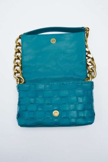 Zara Leather Shoulder Bag With Chain