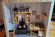 Handmade diorama/ roombox of Miniature Victorian style kitchen