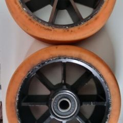 Pair of 110mm Stunt Scooter Wheels (Black/Orange) with Bearings