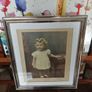 Large Vintage Framed Tinted Photo Portrait of a Young Girl Image 6