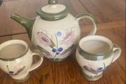 Judy Greene Connemara collection large coffee  or  tea pot and a pair of large matching mugs