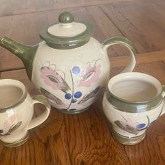 Judy Greene Connemara collection large coffee  or  tea pot and a pair of large matching mugs