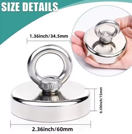 Sea And River Metal Retrieval Magnet, Includes 10 meters Rope, Suitable for Fishing, new, unopened.
