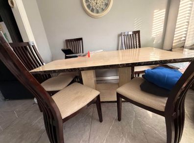 Solid Marble table with 6 chairs