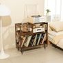 Large Rustic Record Player Stand, 2 Tier Record Player Table with Vinyl Record Storage 370 Albums Image 4