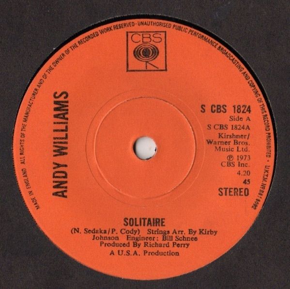 Andy Williams - Solitaire (7")