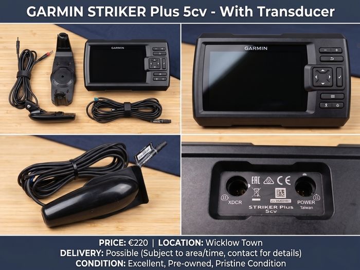 Used Garmin Striker Plus 5cv Fishfinder with GT20-TM Transducer
