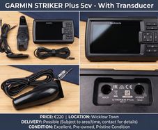 Used Garmin Striker Plus 5cv Fishfinder with GT20-TM Transducer